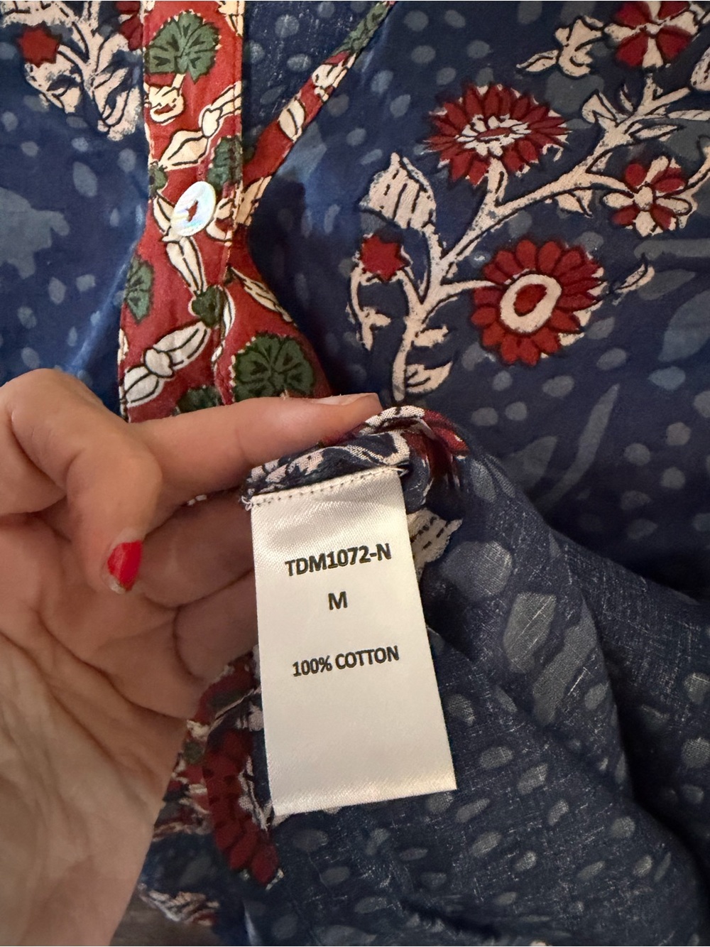 THML Blue Floral 100% Cotton Boho Ruffle Sleeve Blouse Top M - Picture 6 of 16